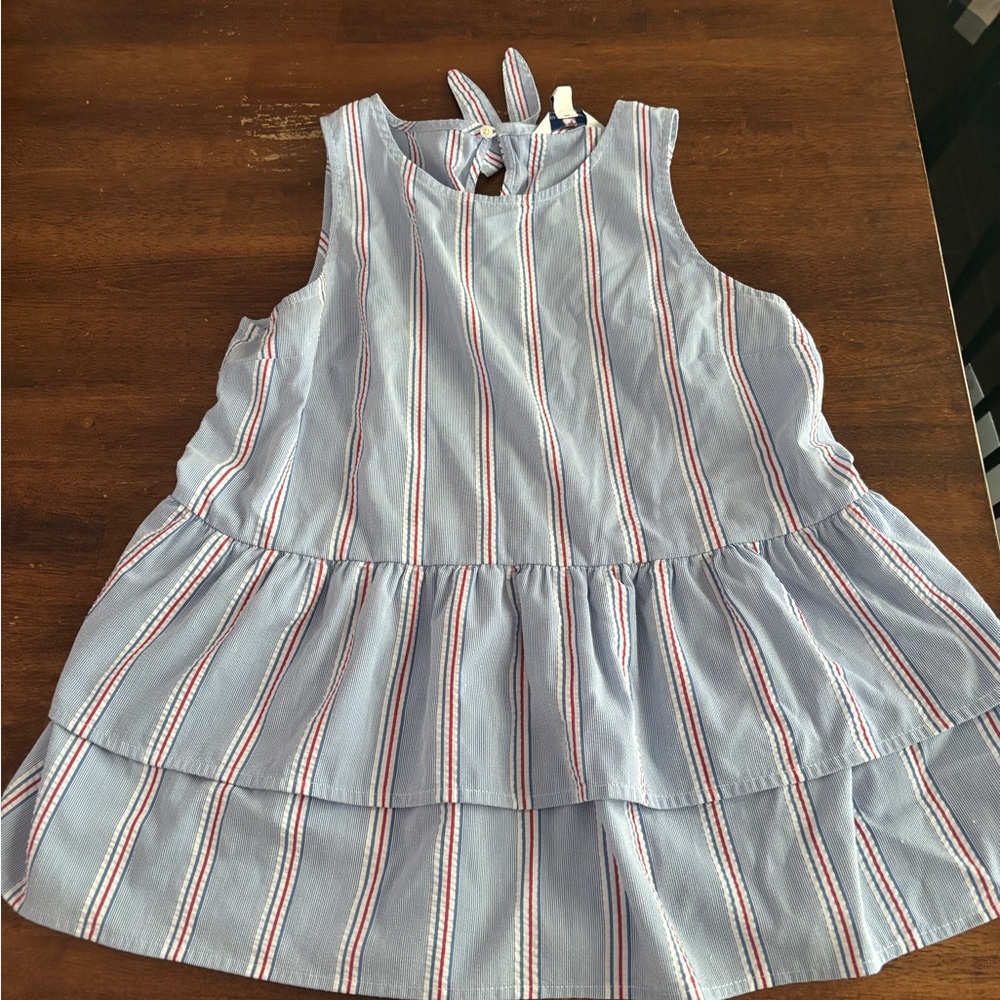 Vineyard Vines Blue and Red Striped Peplum Top